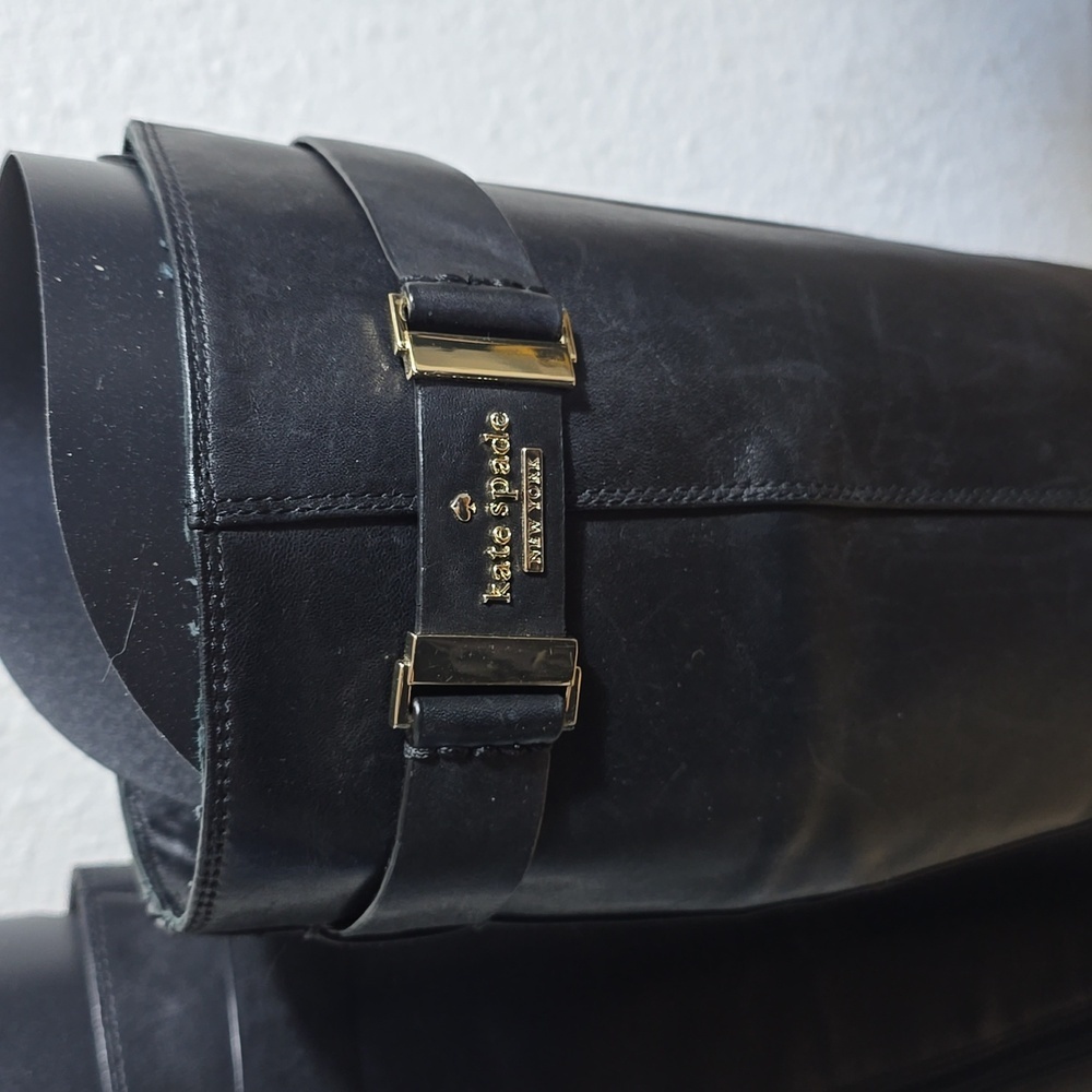 New condition! kate Spade New Pork Ronnie Riding Boot Black Leather Size 5.5 M - Picture 5 of 7